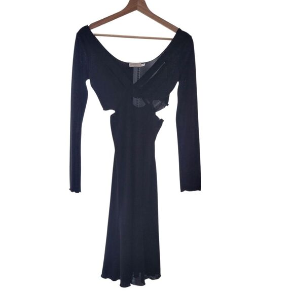 Emporio Armani Black See through Peek-a-boo Long Sleeve Dress Size 6 Italy Made - Picture 3 of 8